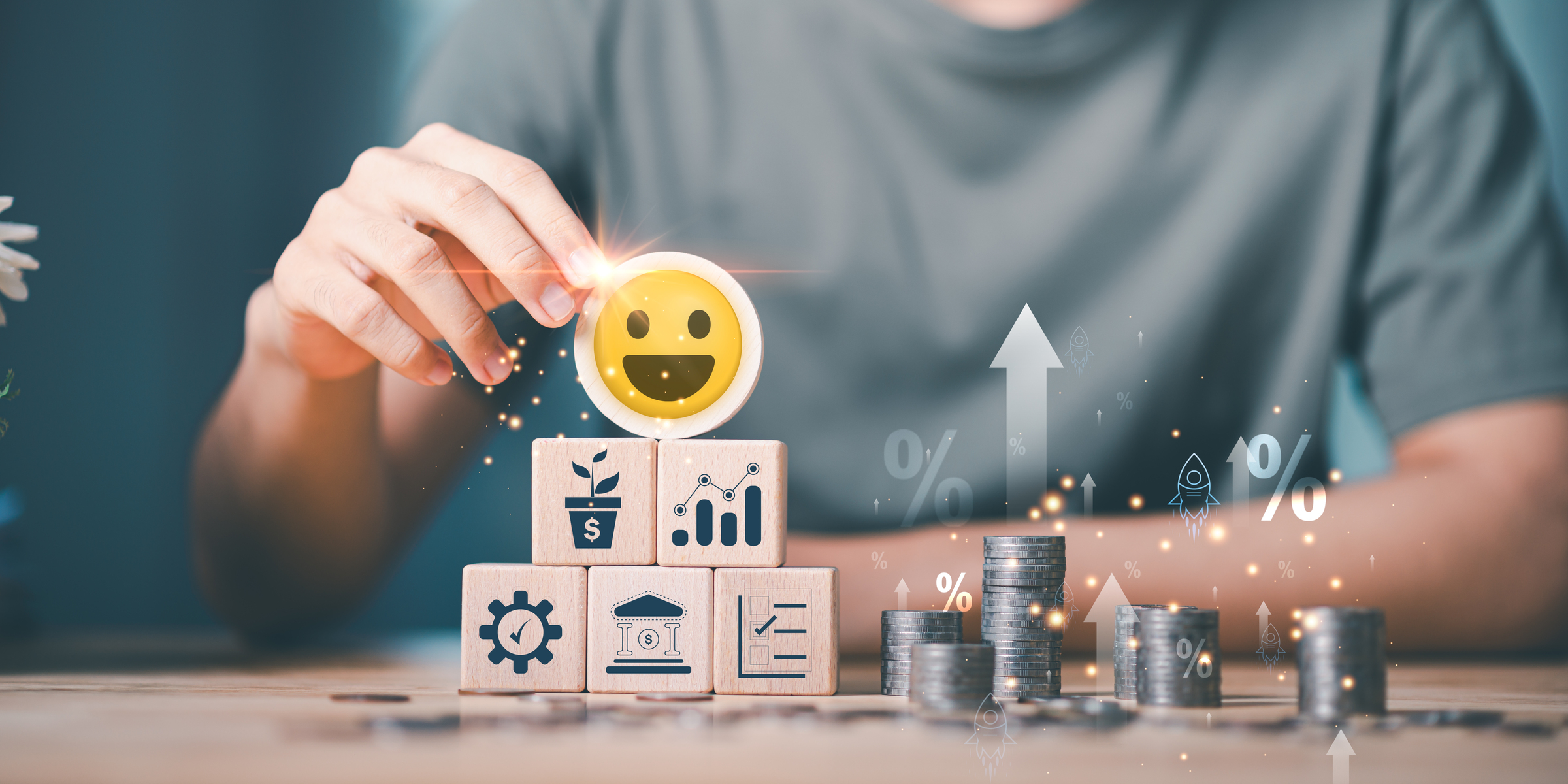 concept interest rates and dividends ,investment growth percenta