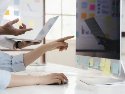 software developer team working on new computer software project